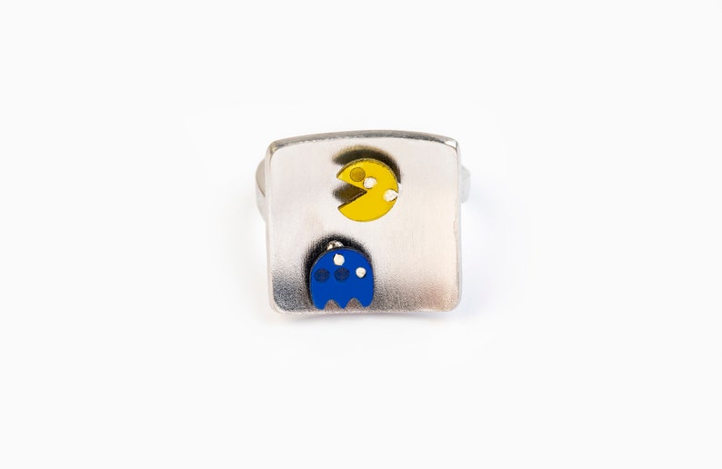 arcade game jewelry old school video game Pac Man ring nerd gift for geek gamer jewelry game retro gift geekery jewelry Pac Man Ghost