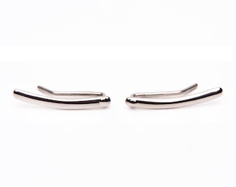 Curved bar earrings Titanium, hypoallergenic ear climbers, line jewelry modern