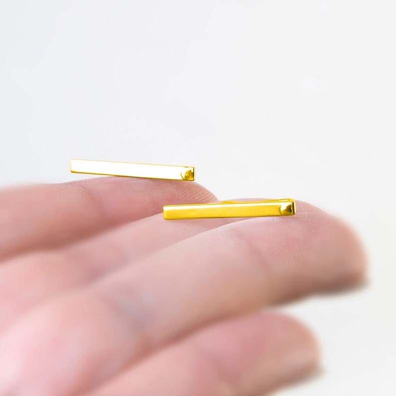 minimal jewelry teen girl bar earrings cool Gold bar Titanium earrings long stick earrings thin minimalist earrings line ear climbers