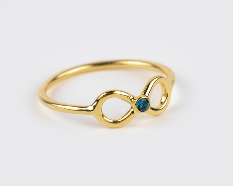 YELLOW GOLD Infinity Ring Blue Topaz Jewelry Eternity Symbol Etsy