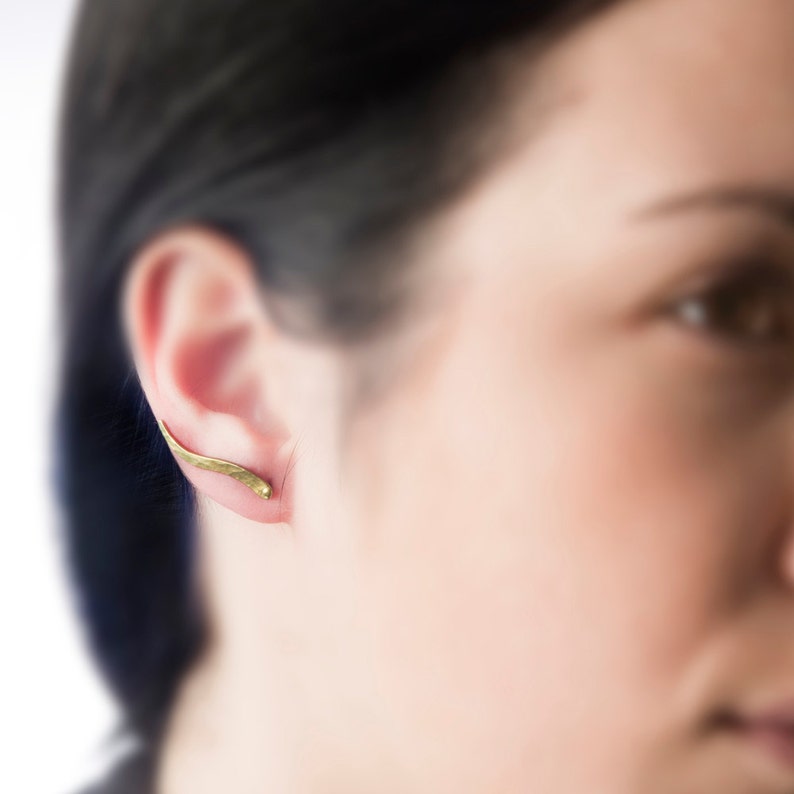 Titanium Hammered Ear Crawler Hypoallergenic Ear Climber Elf Etsy