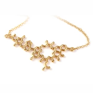 Oxytocin necklace Gold solid, molecule jewelry dainty, science gift doctor jewelry