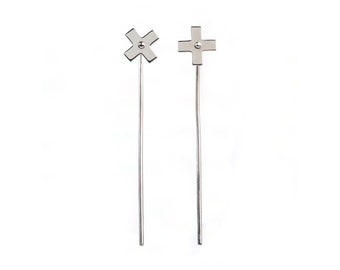 Titanium X ear jackets, Silver cross earrings minimal, hypoallergenic studs trendy