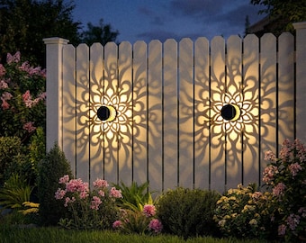 Luces de cerca con forma de remolino que funcionan con energía solar, luces de pared de metal para terraza o escalón al aire libre, adecuadas para decoración de jardín.