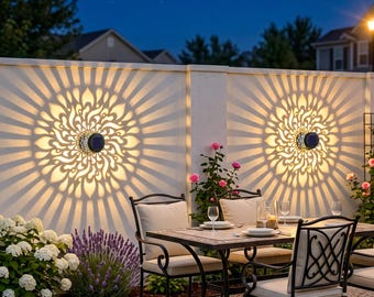 Blooming Flower Solar Fence Light, Metal Outdoor Deck/Step Wall Light, Suitable for Garden Decoration.