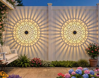 Wave-Patterned Solar Fence Light, Metal Outdoor Deck/Stair Wall Lamp, Suitable For Garden Decoration.