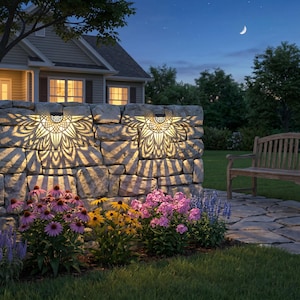 4-Pack Solar Fence Lights ,Outdoor Decorative Mandala Deck Lights Step Light Wall Lights Geometric for Garden Patio