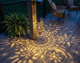 Faroles solares colgantes, decoración de jardín exterior, impermeables, con forma de luna, sol y estrella.