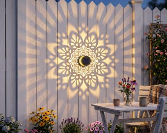 Eight-sided blade solar fence light, metal outdoor deck/step wall light, suitable for garden decoration.