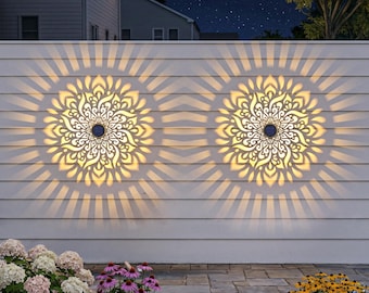 Solar-Powered Fence Light, Metal Mandala Outdoor Deck Step Wall Light For Garden Decoration.