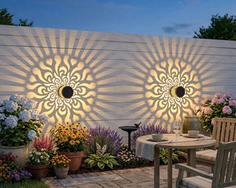 Blooming Heart-Shaped Solar Fence Lights, Made Of Metal, Outdoor Deck/Stair Wall Lights, Suitable For Garden Decoration.