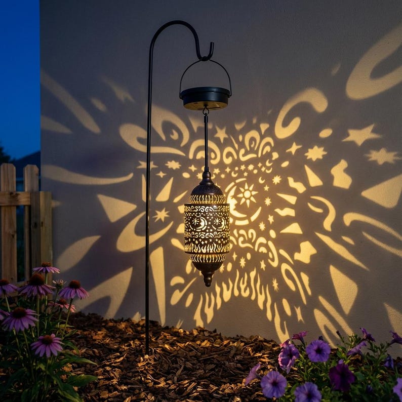 Hanging Solar Lanterns, Outdoor Garden Decorations, Waterproof Moon, Sun, And Star Shapes image 6