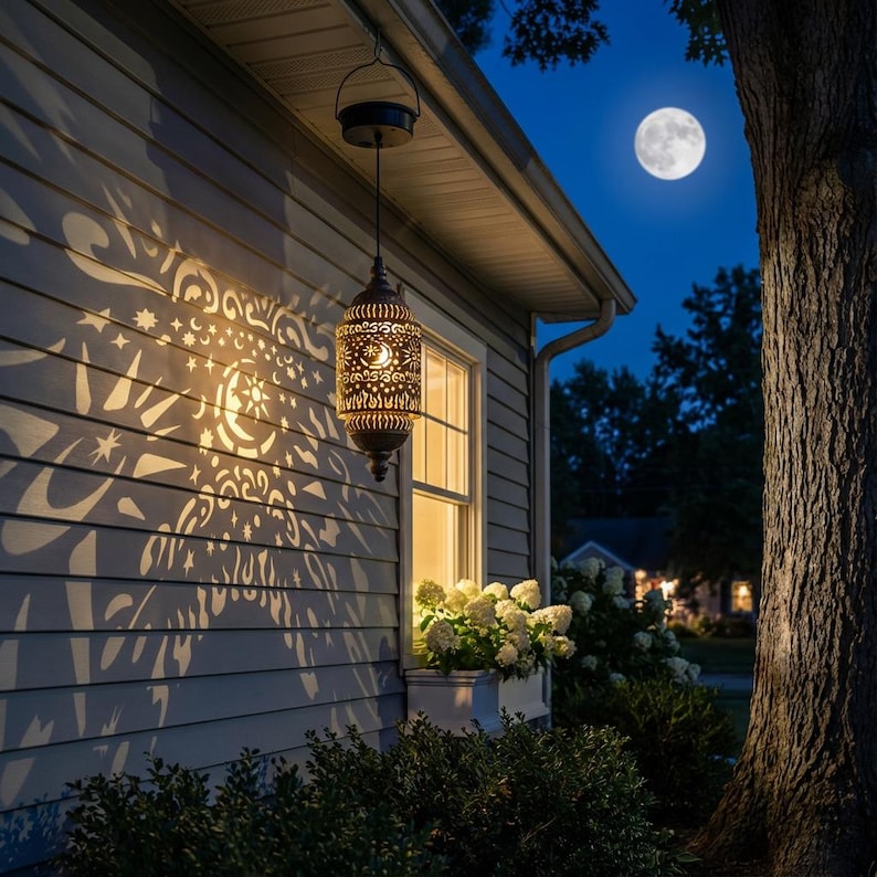 Hanging Solar Lanterns, Outdoor Garden Decorations, Waterproof Moon, Sun, And Star Shapes image 7