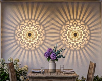 Flower-Shaped Solar Fence Lights, Metal Outdoor Deck/Step Wall Lights, Suitable For Garden Decoration.