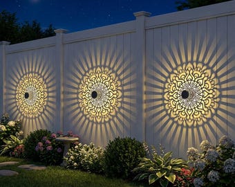 Lámpara de pared solar con diseño de ondas para vallas, de metal, para terrazas y escaleras, ideal para decoración de jardines.