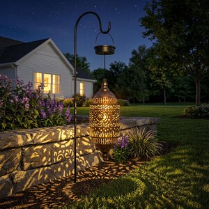 Hanging Solar Lanterns, Outdoor Garden Decorations, Waterproof Moon, Sun, And Star Shapes image 3