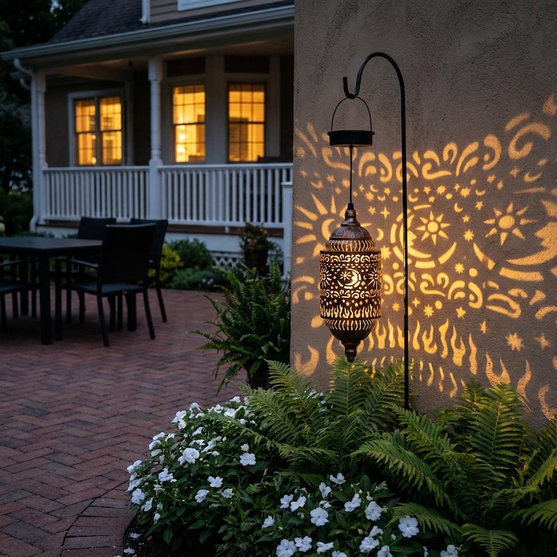Hanging Solar Lanterns, Outdoor Garden Decorations, Waterproof Moon, Sun, And Star Shapes image 2