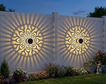 Luces solares para vallas con forma de corazón florecientes, hechas de metal, luces de pared para terrazas o escaleras al aire libre, adecuadas para decoración de jardines.