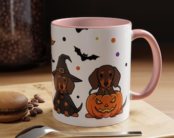 Sausage Dog Halloween Mug, Cute Dog Lover Gift, Pet Owner Mug, Fun Dachshund Mug, Cozy Coffee Cup, Halloween