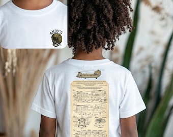 Custom Cargo Helicopter Kids Sweatshirt, Personalized Future Pilot Shirt, Vintage Helicopter Patent Tee, Aviation Gift, Pilot Birthday