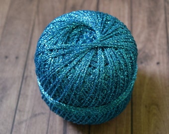Glitter yarn, sparkle yarn, crochet yarn, embroidery thread UK, turquoise 350m 50g great for Christmas decorations