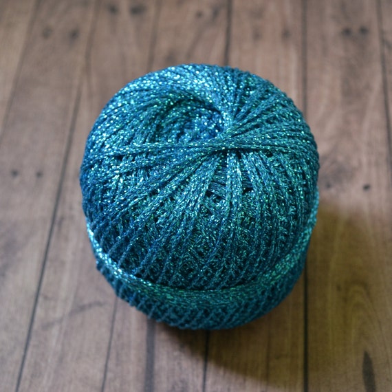 Glitter yarn sparkle yarn crochet yarn embroidery thread UK turquoise 350m 50g great for Christmas decorations