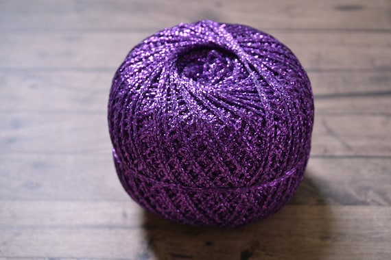 Glitter Yarn, Sparkle Yarn, Crochet Yarn, Embroidery Thread UK, Deep Purple  