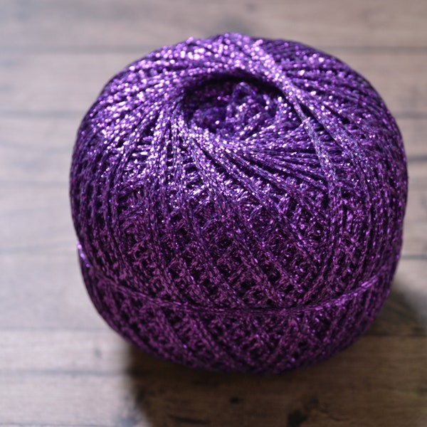 Glitter yarn, sparkle yarn, crochet yarn, embroidery thread UK, deep purple