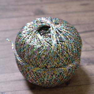 Glitter yarn, sparkle yarn, crochet yarn, embroidery thread UK, multicoloured silver 350m 50g