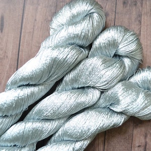 Vegan Silk yarn 500m 100g, Rayon, crochet yarn, embroidery thread, silver thread, silver