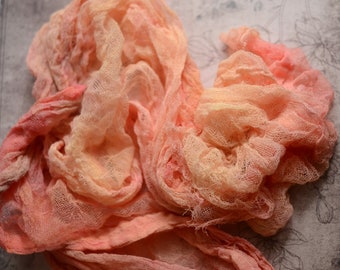 Handdyed cotton scrim, cheesecloth, Nuno Felting, Mixed Media, Creative Embroidery, Embellishments