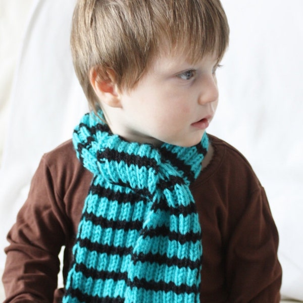 Écharpe pour enfants tricoté pour enfants - garçons foulard - foulard - écharpe noir et Turquoise