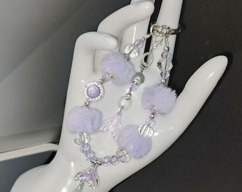 Love and Deep Space Rafayel Inspired Cute Fantasy Charm with Fluffy Pom Accents