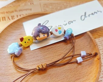 Handmade Clay Beaded Charm Bracelet: Rafayel, Caleb, Sylus, Xavier, Zayne