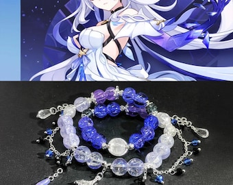 Genshin Handmade glass bracelet inspired by Skirk, featuring translucent beads