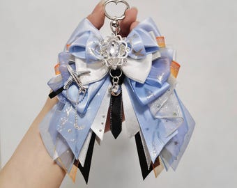 Love and Deep Space Cable Inspired Handmade Birthday Bow Charm Shimmering Sky Blue