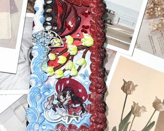 Etui na telefon Heaven Official’s Blessing, czerwono-niebieska obudowa Decoden, akcesorium anime TGCF