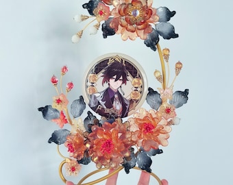 Ręcznie robiony stojak na odznakę Genshin Zhongli – Amber Chrysanthemum Liyue Decor