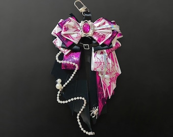 Inspiré de Kafka, noeud de ruban gothique Ita, breloque pour sac, accessoire de jeu anime violet fait main