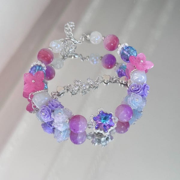 Bracelet en verre original Honkai Star Rail inspiré Cyrène Pastel fantaisie Anime bijoux fait main céleste