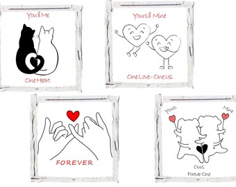 Arte de pared imprimible para pareja de San Valentín, juego de pósteres con citas de amor, arte lineal minimalista romántico, regalo de aniversario, decoración "Tuyo, mío, nuestro".