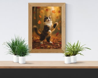 Poster personnalisé pour animal de compagnie automnal – Votre chat dans un style automnal • Impression d'art