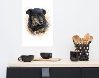 Póster personalizado con retrato de perro – Impresión artística personalizada en acuarela para mascotas – Decoración de pared de bellas artes – Regalo único para amantes de los perros