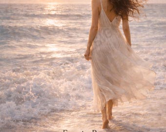 Arte de pared imprimible de mujer en el océano / Libre para ser / Decoración costera femenina