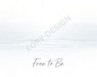 Arte de pared con océano imprimible / Gratis / Decoración minimalista de paisaje marino / Arte de pared moderno y neutro / Descargar