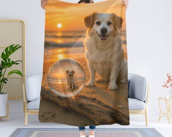 Manta personalizada para mascotas con retrato personalizado / Manta realista / Regalo personalizado para amantes de las mascotas – 2 tamaños