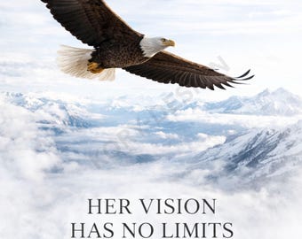 Arte de pared imprimible de águila / Su visión no tiene límites / Decoración de empoderamiento audaz