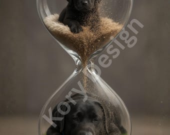 Custom Dog Hourglass Portrait | Puppy to Adult | Personalized Pet Art from Your Photos | Unique Digital Artwork | digital Download