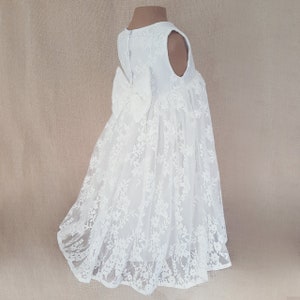 Lucia, short baptism dress, large bow, girls ivory christening dress, girls lace christening dress, girls birthday dress, girls flower girl