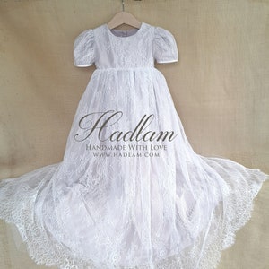 Emily, baby baptism dress, champagne girls christening gown, champagne girls dress, champagne baptism dress, baby girls lace dress, couture